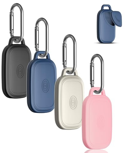 (4-Pack) Silicome Case for Tile Pro 2024, Waterproof Tile Pro Holder Full Body Protective Cover Compatible with Life360 Pro Tile Tracker with Keychain (Black/Off White/Blue/Pink)