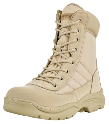 VEVOR Arbeitsstiefel Herren, 203 mm Kampf- und Wanderstiefel, atmungsaktive Motorradstiefel mit seitlichem Reißverschluss, Einsatzstiefel für Sicherheit im Freien, US-Größe 12, sandfarben