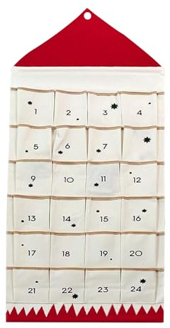 Calendario dell'avvento in tessuto, calendario dell'avvento in tessuto 24 tasche Natale 2023 fai -da -te vuoto per riempirti l'organizzatore di stoccaggio sospeso