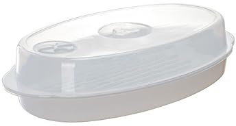ULTECHNOVO Cuiseur Vapeur Poisson pour Micro-ondes avec Couvercle Ajustable Assiette de et Conservation de Humidité Accessoire Pratique pour Cuisine Saine
