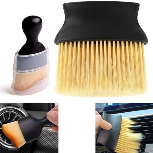 QQdou 2Pcs Car Interior Cleaning Brush, Soft and Supple Bristles, Dusting Brushes Crevice Brushes, for Dashboard, Screen, Air Vent, Seats and Gaps, Office Home Kitchen Windows Keyboard