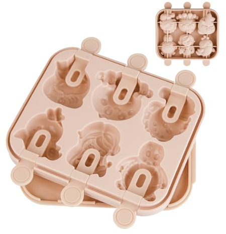 BigKego Moldes de silicona para helados, animales marinos, moldes para helados de agua, sin BPA, moldes para paletas DIY con palitos para yogur, zumo, batidos (rosa)