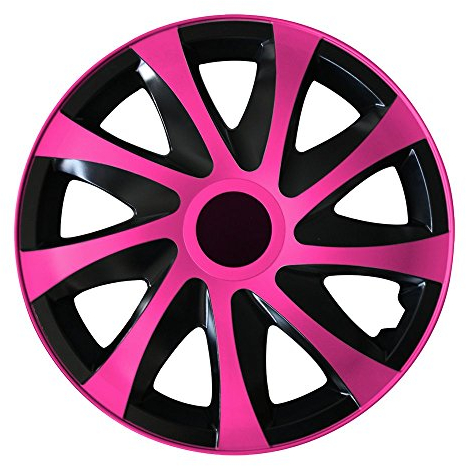 (Farbe und Größe wählbar) 13 Zoll Radkappen Draco (Schwarz-Pink) + Eingangsmatte passend für Fast alle Fahrzeugtypen (universal) …