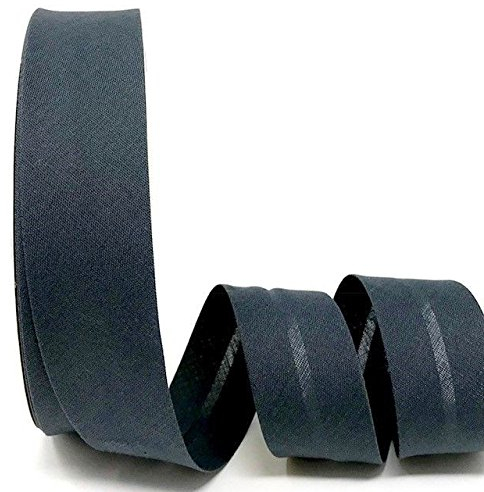 Byetsa Schrägband aus Baumwollmischgewebe, 30 mm, auf einer 25-m-Rolle, stahlgrau