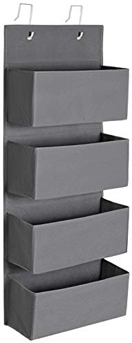 SONGMICS Scaffale da appendere a 4 scomparti, organizer da appendere alla porta o alla parete, in tessuto, per camera da letto, ufficio, cameretta dei bambini, 33,5 x 12 x 100 cm, grigio RDH04G