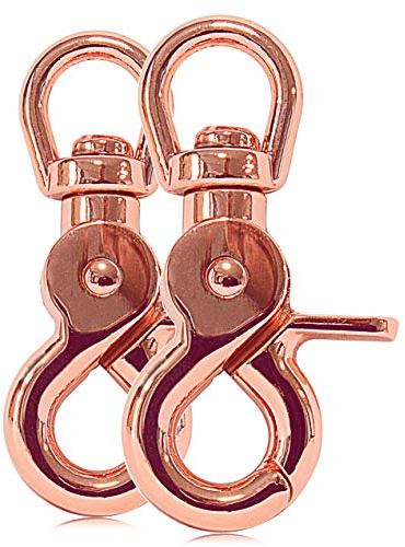 Ganzoo Scherenkarabiner-Haken mit 360° Drehgelenk für Hundeleine und Halsband, Wirbelkarabiner aus legiertem Stahl roségold, 61 mm, 2er Set, auch für Schlüsselanhänger