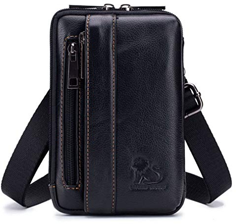 Men Leather Hip Belt Pouch Purse Fanny Pack Cell Phone Case Cover Waist Bag