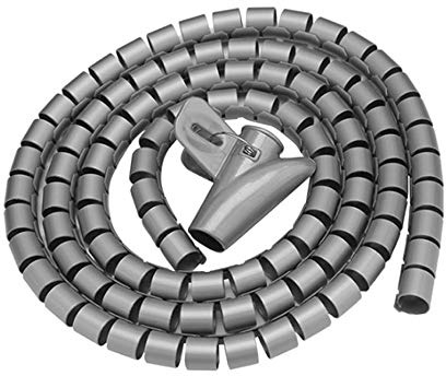 Spiralkabelschlauch, zuschneidbar, flexibel, Kabelschutz, Kabel-Organizer für TV, PC, Kabelmanagement und Organisation (10 mm, Grau)