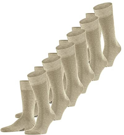 FALKE Herren Socken Happy Multipack M So Baumwolle einfarbig 6 Paar, Beige Sand Melange 4650, 43-46