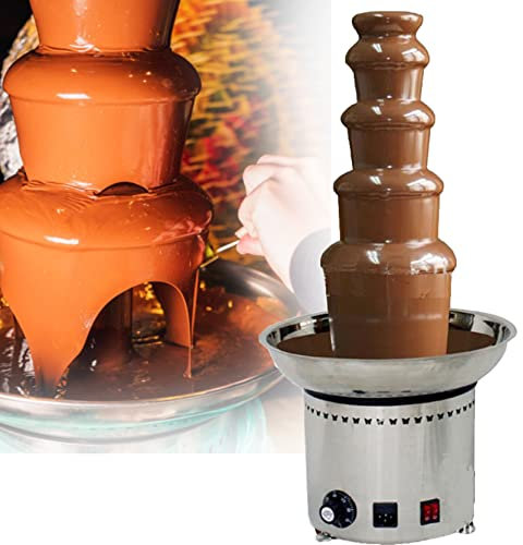 JINTAOMA Chocolate Fountain Fondue Fountain Machine, Electric Melting Chocolate Machine Stainless Steel Chocolate Fondue Pot, Easy to Assemble for Birthday Party Wedding,5Tiers