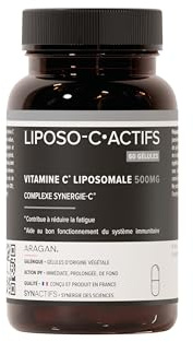 Liposo-C Actifs - Complement Alimentaire Vitamine C Liposomale 500mg - Anti Fatigue, Immunité - Avec CoQ10, Vitamine E - Aragan - 40 Gélules