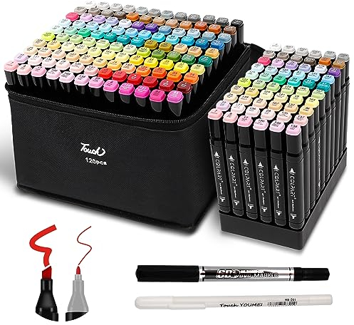 colpart Farben Alkohol Filzstifte 120+2Permanenter Marker Set für Manga, Design, Malerei, Zeichnung, Twin Marker Stifte zum Zeichnen und Malen für Erwachsene
