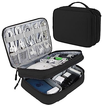 Reise elektronik tasche, Elektronik Zubehör Organizer, Kabeltasche, Kabel Organizer Tasche, Kabel organizer reise, Ladekabel organizer,Travel organizer, ladekabel tasche, Powerbank(3 Schicht schwarz)