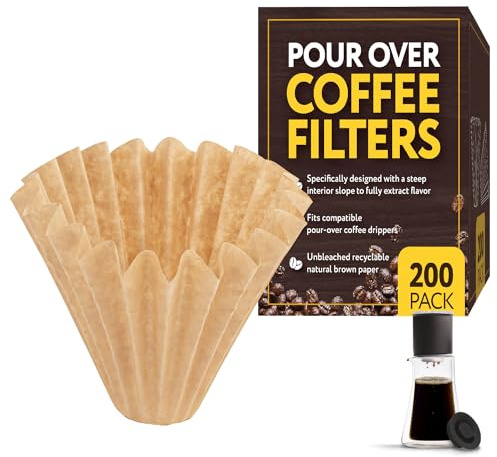 [200 Pack] Impresa Pour Over Coffee Filter for Fellow Stagg XF Filters - Natural Brown Impresa Tall Coffee Filters for Fellow Coffee Dripper Set - Flat Bottom Pour Over Filters - Pour Over Filter Pack