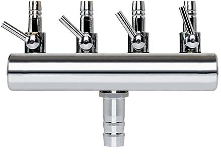 Carkio Aquarium Air Flow Valves Air Pump Regulating Valve 4-Way Air Flow Control Valve T Shaped Stainless Steel Air Shut-Off Valve Aquarium Air Pump Accessories for 4/8 mm Hose Air Pump (4 Way)