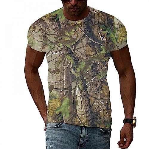 CHANYI Herren 3D Druck t-Shirts Sommer Mode Dickicht Weed Camouflage T-Shirt Männer Interessant Casual Print Kurzarm T-Shirts Harajuku, Cy121150, XXL