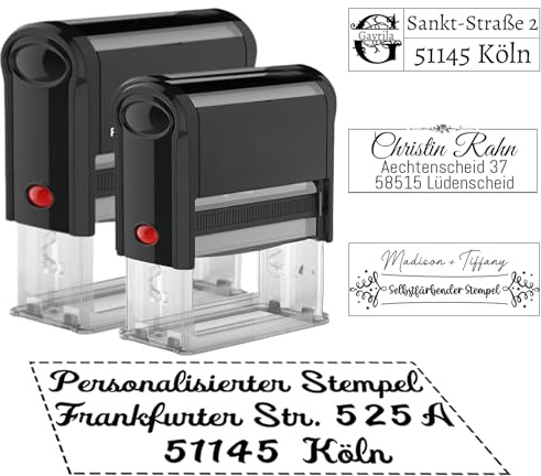 Personalisierter Selbstfärbender Stempel für Rücksendeadresse, Textlogo, Geschäftslogo, Adresse und Hochzeit | Benutzerdefinierter Stempel