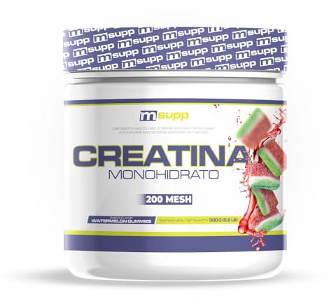 MM Supplements - Creatina Monohidrato 200 Mesh - 300 g - Aumenta la Fuerza y Masa Muscular - Mejora el Rendimiento Físico - Reduce la Fatiga - Sabor Sandías de Gominola