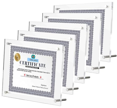 TUKA-i-AKUT 5X Acryl Bilderrahmen Rahmenlos für A3 Flyer, Doppelte Acryl Panel Kristallklar, Desktop Flyerstander Fotorahmen Display Rahmen für Familienfoto Dokumente Poster, UV-Schutz TKD9400-A3-5x