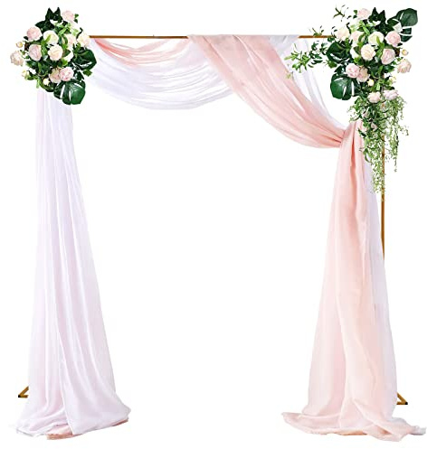 TESUGN 3x3M Hochzeitsbogen Eckig, Gold Einstellbar Hintergrundständer Metall Traubogen Hochzeit mit Basis, Quadratische Hochzeitsbogen Gardinen Dekoration für Geburtstags, Partys, Bankett Dekorationen