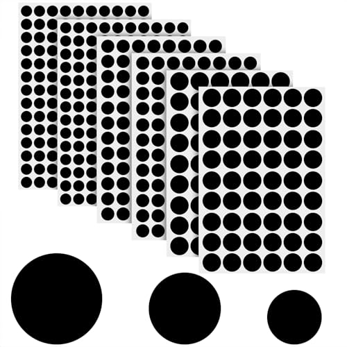 580 Stück Klebepunkte Schwarz, Schraubenabdeckung Schwarz, Schwarze Klebepunkte Schraubenloch Aufkleber Selbstklebendfür Klebe Punkte Markierungspunkte Etikettenaufkleber für Möbelabdeckungen (3size)