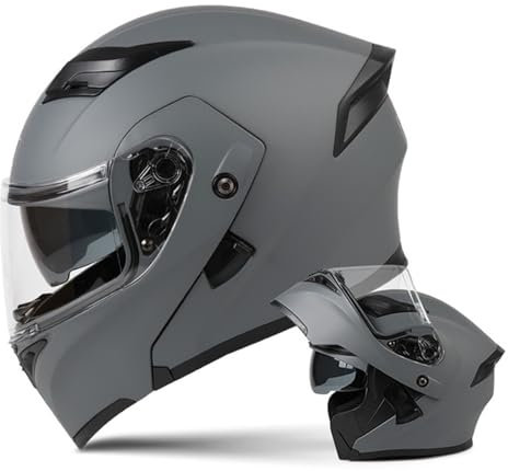Motorradhelm DOT/ECE-Zugelassener Helm Motorrad Klapphelm Integralhelm Doppelvisier Vollgesichts Motorrad Rennhelm für Erwachsene Männer und Frauen 1,XXL