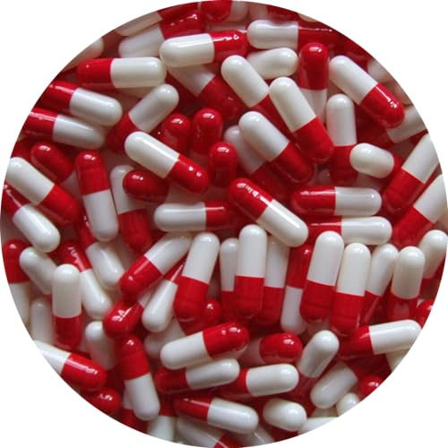 Pure Capsules® Size 1 Empty Capsule Red White-Size 1 Red White Empty Gelatin Capsules Gelatine Hard Pill Capsule - Self Fill,Kosher,Non-GMO, SGS Certified,Gluten Free (500)