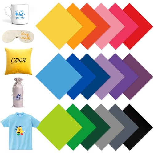 Infusible Transfer Ink Sheets 18 Pieces/Set, Infusible Ink Folie, Fusible Transfer Ink Sheets, Unschmelzbare Transfer-Tintenblätter, Vorgefärbtes Sublimationspapier, Solid Colour, 30.5 x 30.5 cm