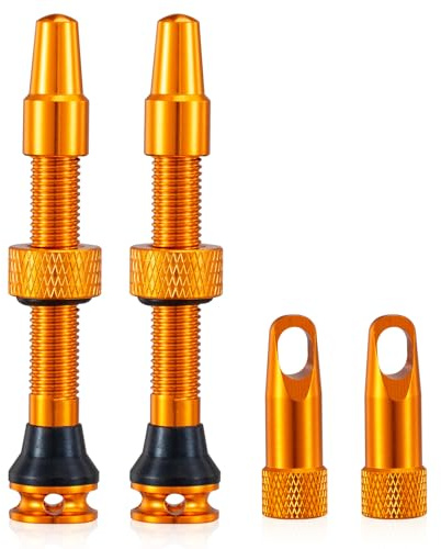 HZJD 2 Stück Presta Tubeless Ventile, Orange(44 mm) | Tubeless Vorbau, Integriertes Kernentfernungswerkzeug