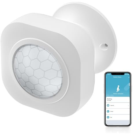 Sensor de movimiento inteligente WiFi: detector de movimiento PIR inteligente Tuya con alertas de aplicaciones, funciona con pilas, sistema de alarma por infrarrojos inalámbrico para sistemas de
