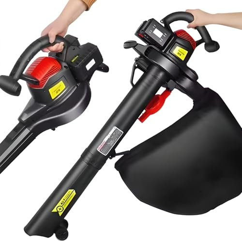 Soplador de hojas inalámbrico, soplador y aspirador de hojas 2 en 1 para jardín con ajuste de 6 velocidades, recolector de hojas a batería de 40 V con bolsa recolectora, para césped, patio, garaje,