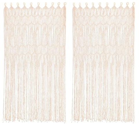RjcdOPL - Cortinas de puerta de algodón trenzado, estilo bohemio, con anillos de madera para colgar (85 x 200 cm, ideal para puertas de entrada, salones, dormitorios