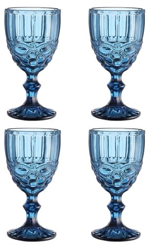 Set Di 4 Bicchieri Di Cristallo Colorati Succhi Di Succhi Di Bere Tazze Modello Goffrato Vetro Bevande Domestiche
