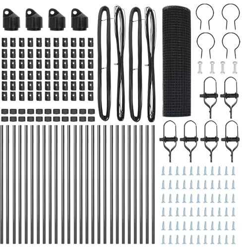 vidaXL Clôture en Fil soudé avec 13 poteaux Gris 0,4x50 m Acier Résistant Facile à Installer Solution de Clôture Moderne pour Espaces Extérieurs Métal Jardin Revêtu de Poudre Noir