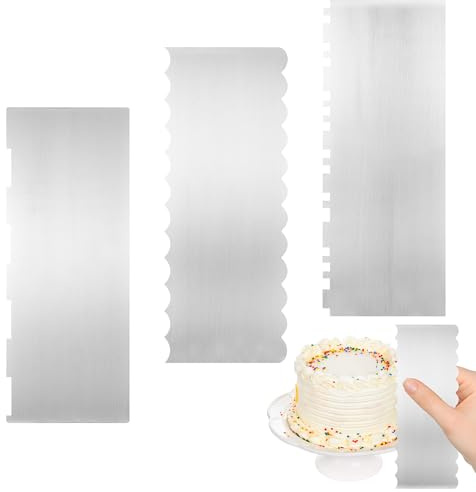 Cake espátula raspador de pastel de acero inoxidable de plata para diferentes formas de los bordes de la torta de peine, espátula de pastel raspador de pastel cortador de mousse de crema de mantequill
