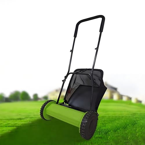 Cortacésped manual de carrete de empuje con recogedor de césped desmontable para un cuidado eficiente del césped en jardines, patios y parques