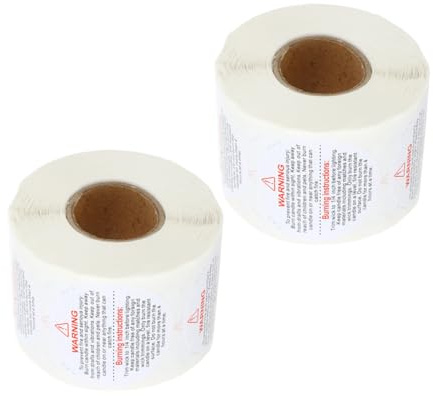 UTHCLO 2 Rollen Candle Warning Labels Selbstklebende Sicherheitsaufkleber für Kerzengläser Warnetiketten Wachskerzen Praktische Sicherheitsmarken