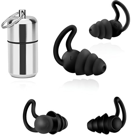 Chlffua Ear Plugs for Sleep-2Pair, Noise Cancelling Reusable Soft Silicone Earplugs for Sleeping, Snoring Partner, Travel, Deep Focus, Side Sleepers, Work & Studying Swimming,Comfortable to Use,Black