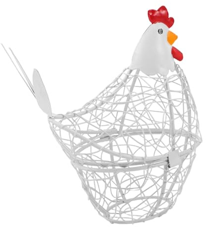 Veemoon Wire Egg Basket Kitchen Countertop Organizer White Metal Chicken Egg Holder 17x9x19cm Kitchen Use