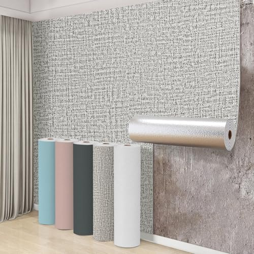 Swehooirt 8 Roll Self Adhesive Thermal Wallpaper 3mm Thick Peel and Stick Wallpaper for Bad Cold Walls Textured Grey Insulating Wall Covering Roll Waterproof Damp Proof Ceiling Kitchen