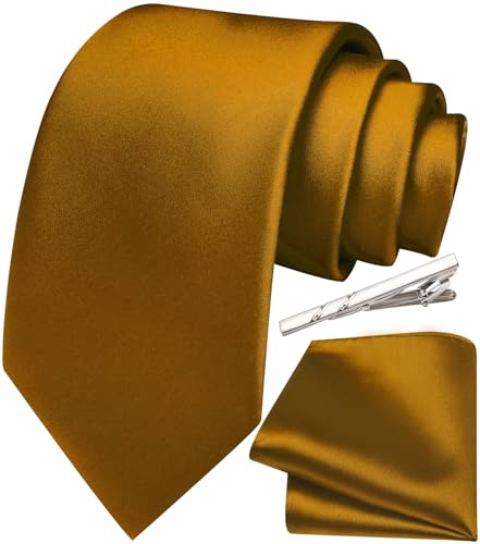 Ailisus Krawatte Herren Klassisch Einfarbige Krawatten und Einstecktuch Krawattenklammer Set Für Hochzeit Party Business 3PCS