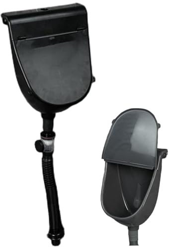 Wasserloses Urinal, wandmontiertes, spritzwassergeschütztes Kunststoff-Urinal für Männer mit Deckel und Rohr für Badezimmer, Toilette, Haus, Garten, Wohnmobil, grau, wasserloses, Kunststoff-Ur