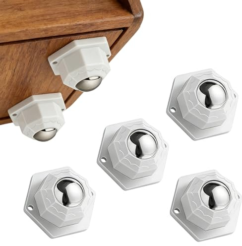 4 Stück Kugelrollen Schwerlast, Selbstklebendes Kugelrollen für Möbel | Kugelrollen Mini mit Edelstahlkugeln | Rollen Zum Kleben 200kg, Möbelrollen Flach 360°, Für Transport von Möbeln Waren
