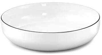 Médard de Noblat - Assiette salade et pâtes - D20 cm - Yaka - Porcelaine - Lot de 6 - Blanc et Noir