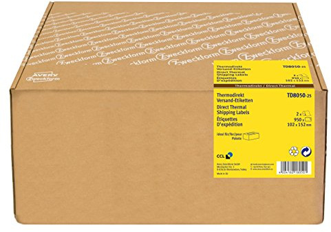 AVERY Zweckform TD8050-25 Thermodirekt Versandetiketten (102 x 152 mm, 2 Rolle/950 Etiketten) weiß