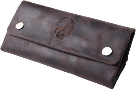 ANDERS Tabaktasche Drehertasche Rindleder I Lederdesign Germany (Dunkelbraun-Motiv5)