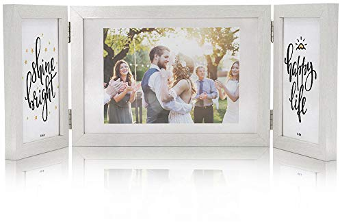 Afuly Bilderrahmen Weiß 3 Bilder für 10x15 und 13x18 cm Fotos Mehrfach Collage Holz Fotorahmen
