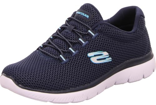 Skechers Womens Summits Artistry Chic Sneaker, Navy Light Blue, 7 UK