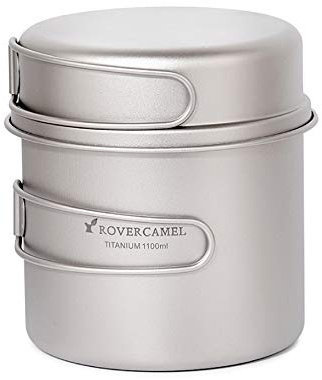 Lixada Ultraleichtes Titankochset Outdoor Camping Kochgeschirr Set 1100ml Topf und 350ml Bratpfanne mit Klappgriffen
