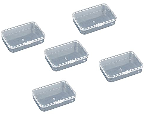 WYAN Lot de 5 boîtes de rangement carrées en plastique transparent avec couvercle pour ranger de petits objets (8,8 x 6 cm)